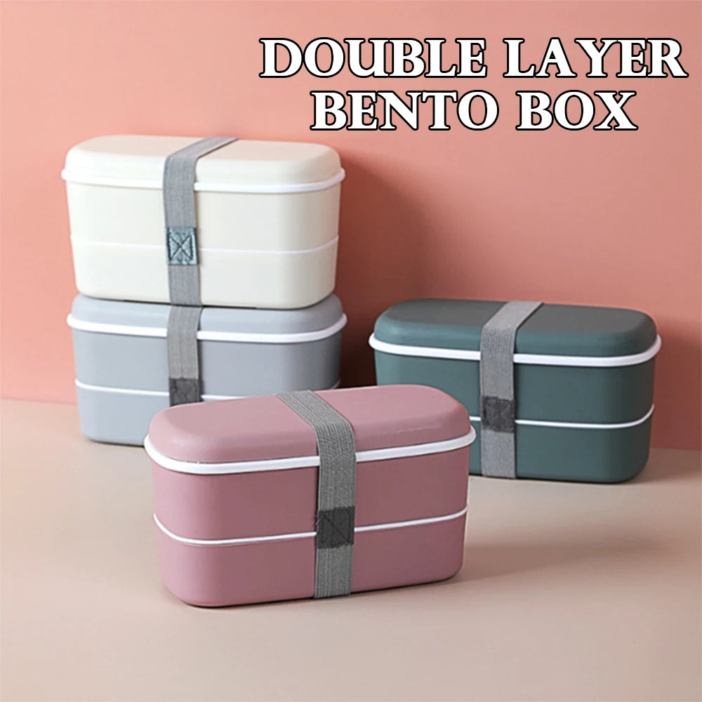 New Portable Leak-proof Food  Double-layer Bento Box Lunch Box  Lunch Box for Kids Food Container Food Storage Snack