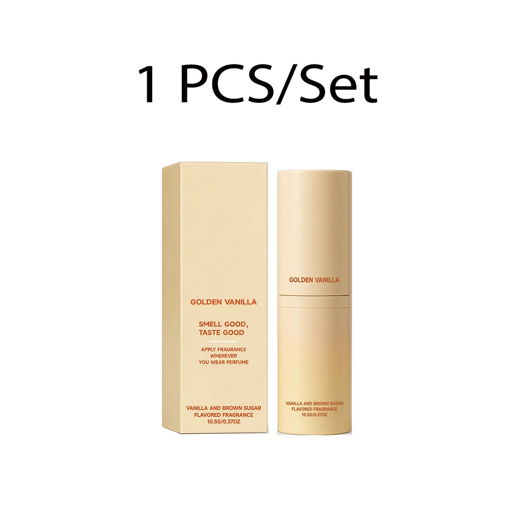 Golden Vanilla Perfume Stick Solid Fragrance Balm Plant Extract Moisturizing Skin Portable Long Lasting Pocket Scent 10g