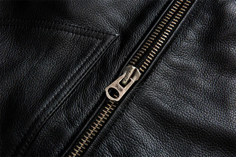 2025 New Top Layer Cowhide  Leather  Jacket Men Black Stand Collar Short Genuine Leather Coat High Quality  Motorcycle Jackets