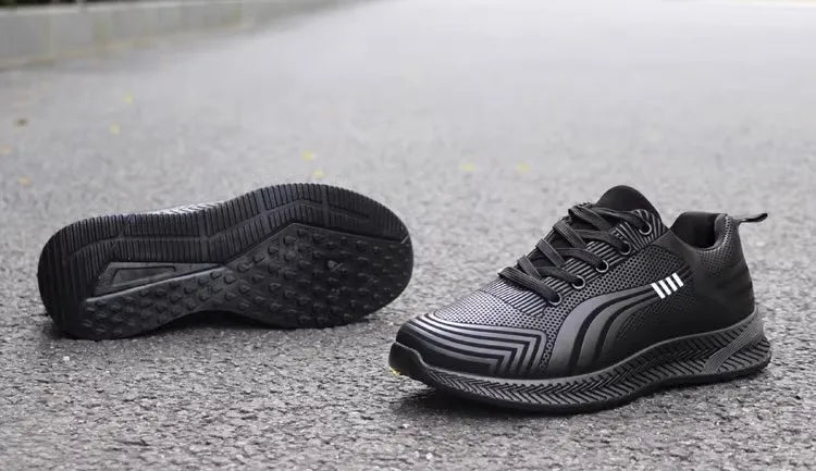 Waterproof Men's Sneakers Casual Running Shoes Soft Bottom Black Leather Sports Shoes