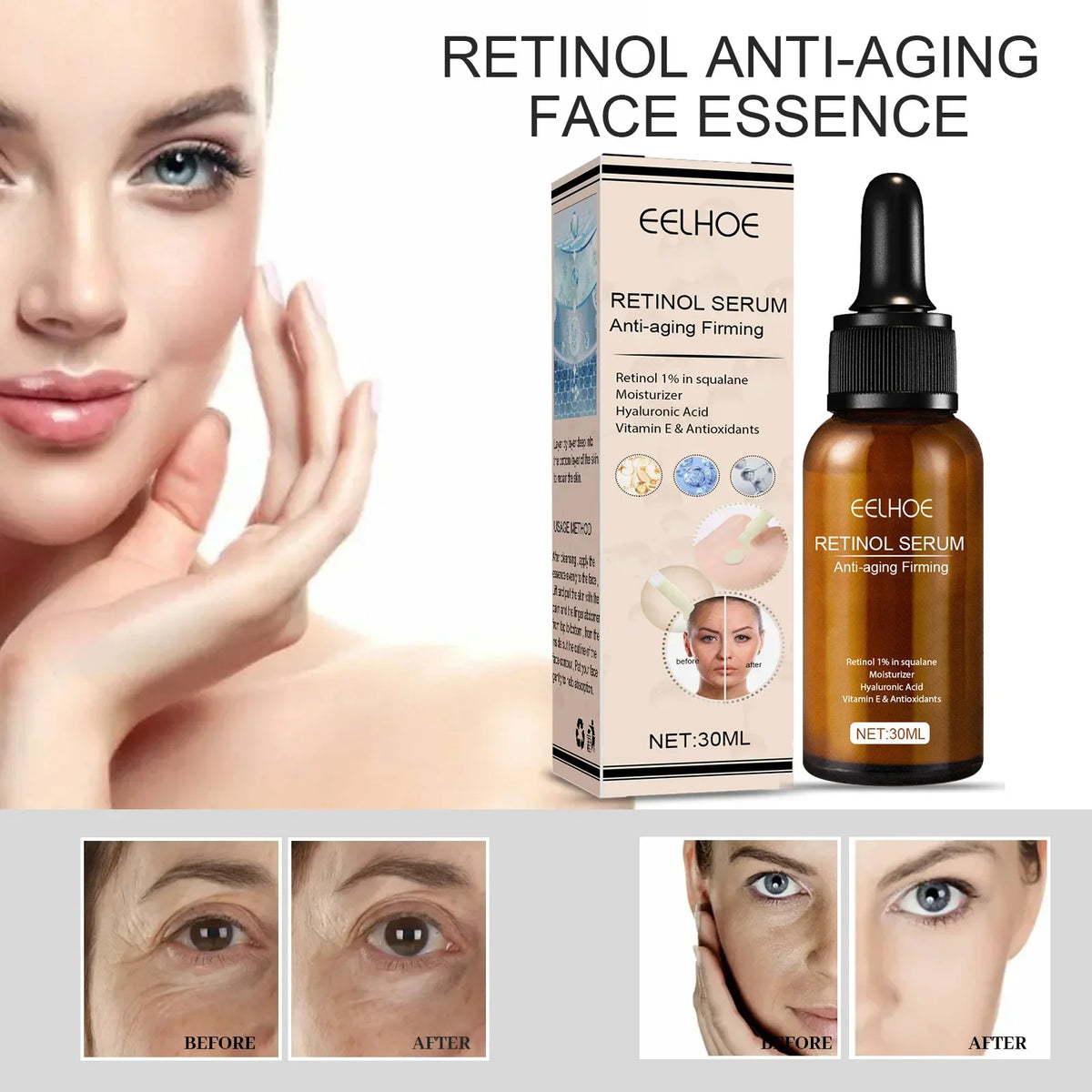 Retinol Anti Age Serum Anti-wrinkle Collagen Lifting Essence Lighten Fine Line Spots Brightening Moisturizing Facial Care