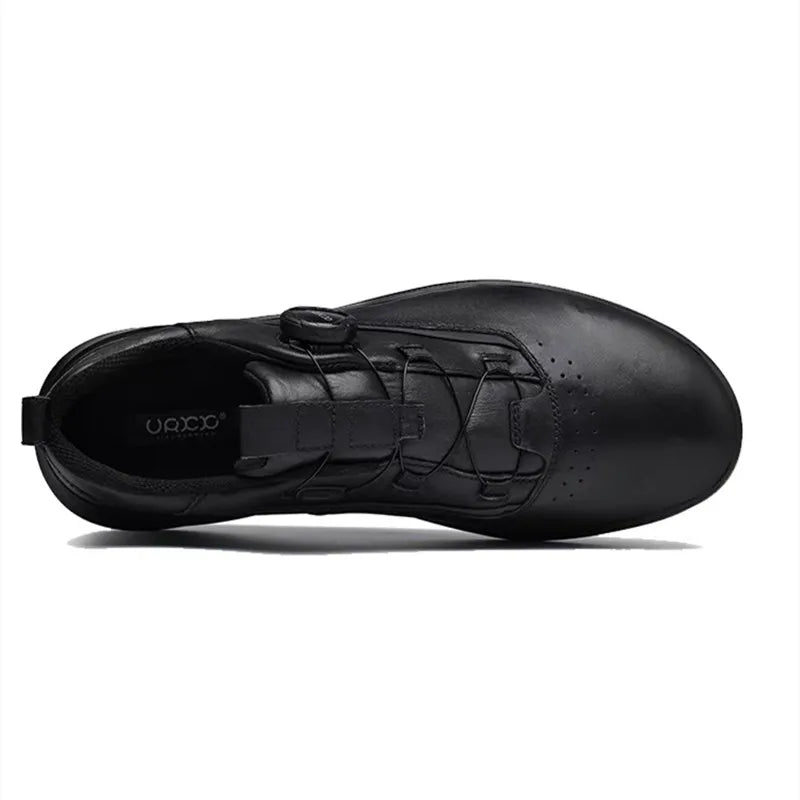 New Shoes For Men Genuine Leather Casual Shoes Cool Black Flat Skateboard Shoes Street Fashion Sneaker