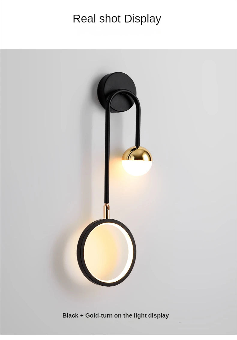 Modern Led Wall Lamp Nordic Sconce Round Lighting Luxury Rotatable Corridor Bedside Hallway Living Room Dining Indoor Deco Light