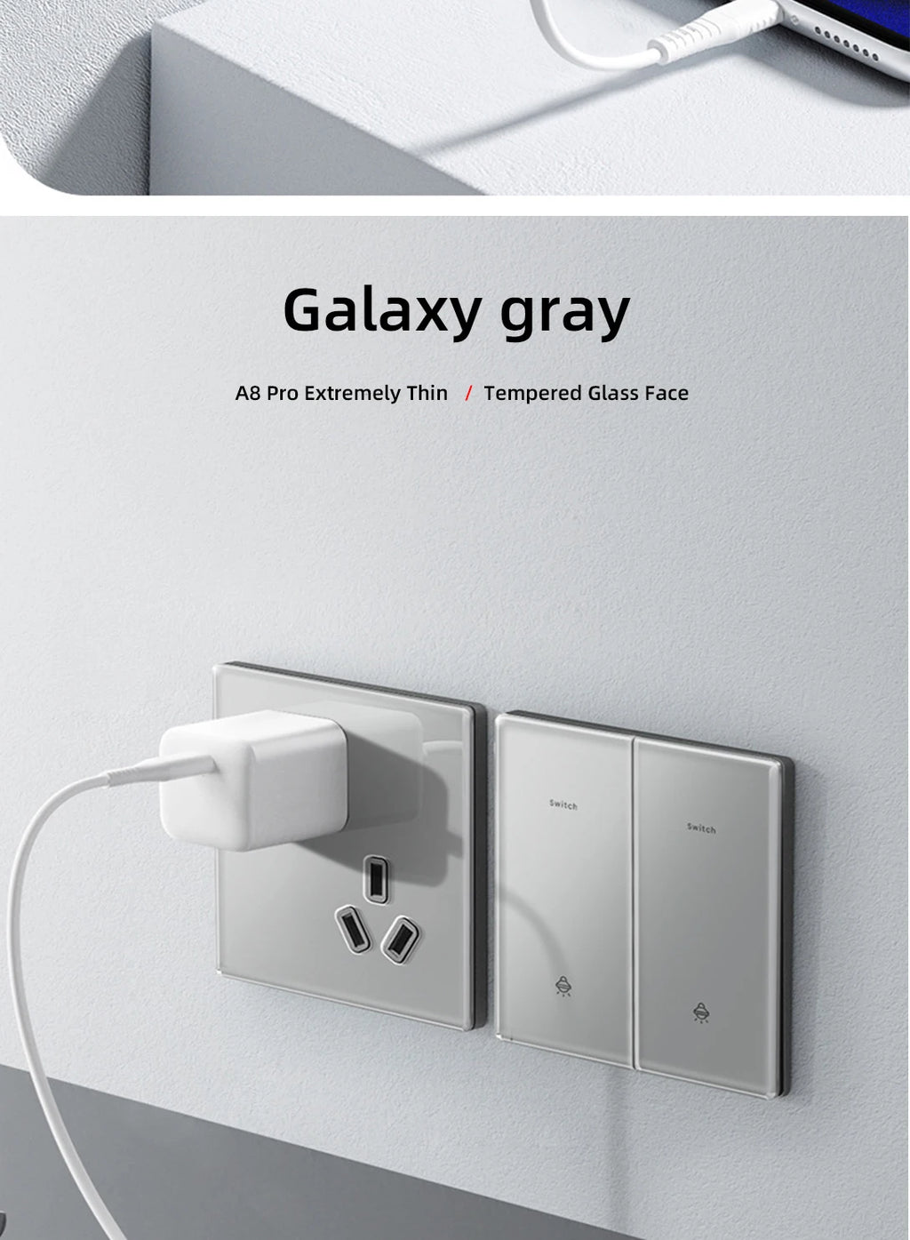 Wall Lamp Switch Panel Tempered Glass International Switch 1/2/3/4 Gang 1/2 Way Steel Rocker Light Switch On/Off Stair Switch