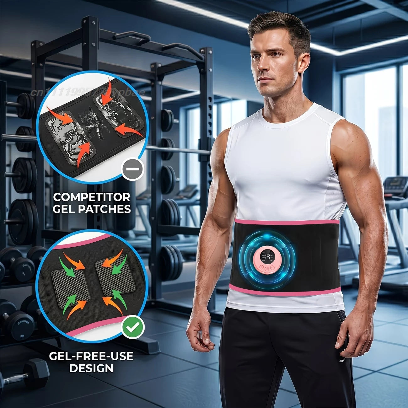 Smart EMS Gel-Free Abdominal Slimming Belt Muscle Stimulator Waist Trainer Hip Lift Fitness Workout Home Gym Equipment