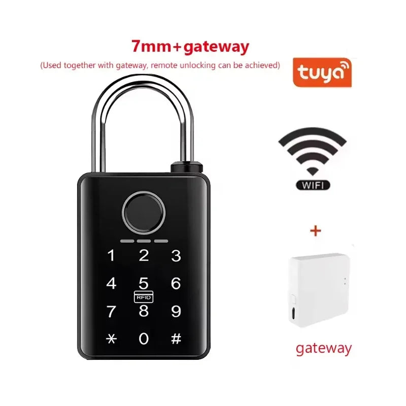 Tuya Smart Door Lock Fingerprint Padlock Password APP Card Key Unlock 7mm 10mm Smart Padlock Waterproof Electronic Lock