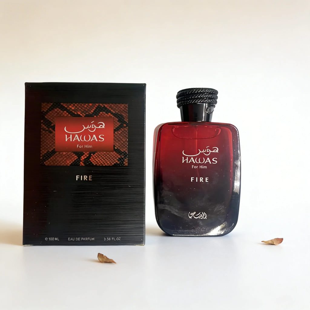 Hawas Fire For Him Men's Eau De Parfum 3.38oz, Rich Spicy & Woody Scent, Long-Lasting Masculine Fragrance