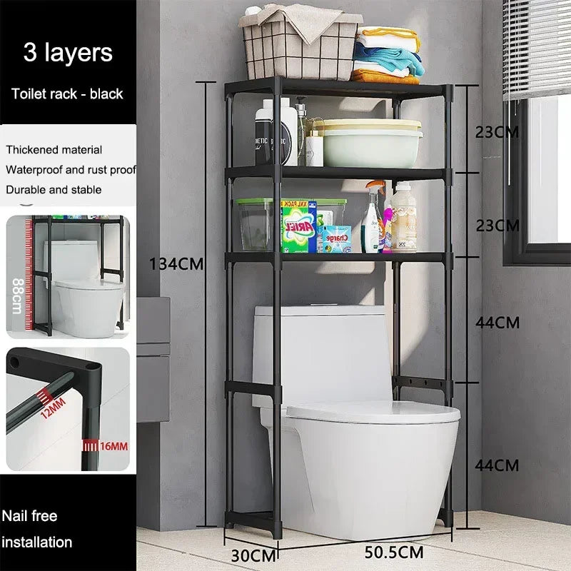 Washing Machine Shelf Multilayer Perforation-Free Shelf Space-saving Above The Toilet Toilet Storage Racks Floor Standing Holder