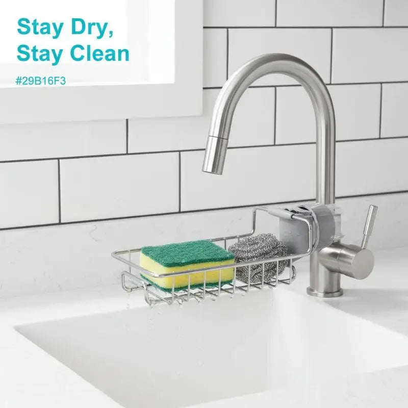 Kitchen Stainless Steel Sink Drain Rack Sponge Storage Faucet Holder Soap Drainer Towel Rack Shelf Organizer Kitchen Accessories