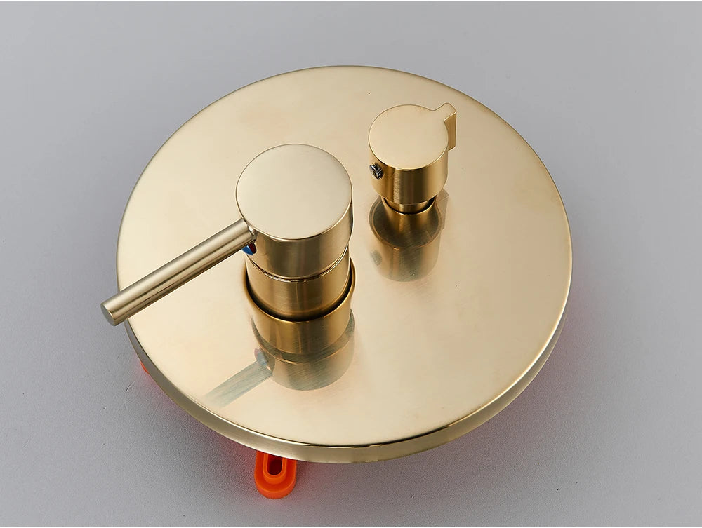 Brushed Gold Shower Faucet Embedded In 2 Ways Shower Mixers Wall Mounted Rainfall Bathroom Shower Tap Stainless Steel Head