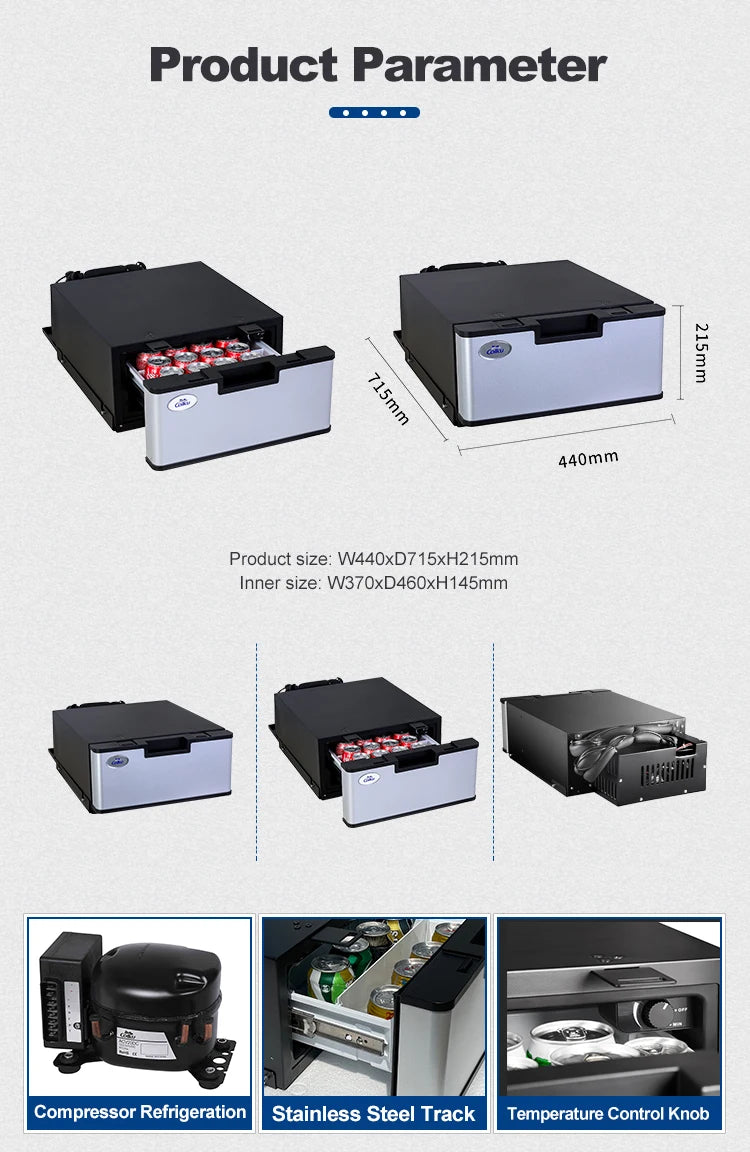 Hot Sale 12V 24v Portable Car Drawer Refrigerator Compressor Refrigeration Ice Maker Marine RV Camper
