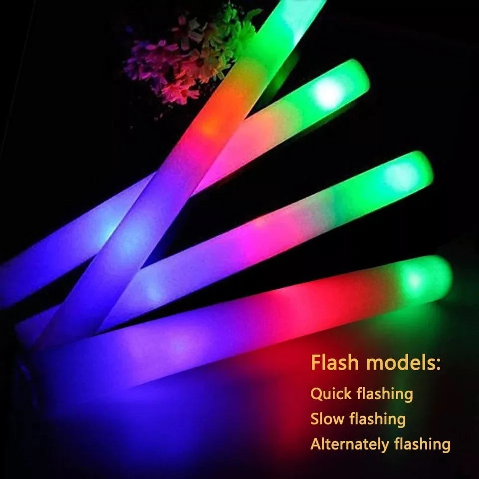 Glow Sticks Bulk 100Pack LED Light Up Foam Sticks 3 Modes Color Flashing,Glow Party Supplies for Wedding Birthday Concert