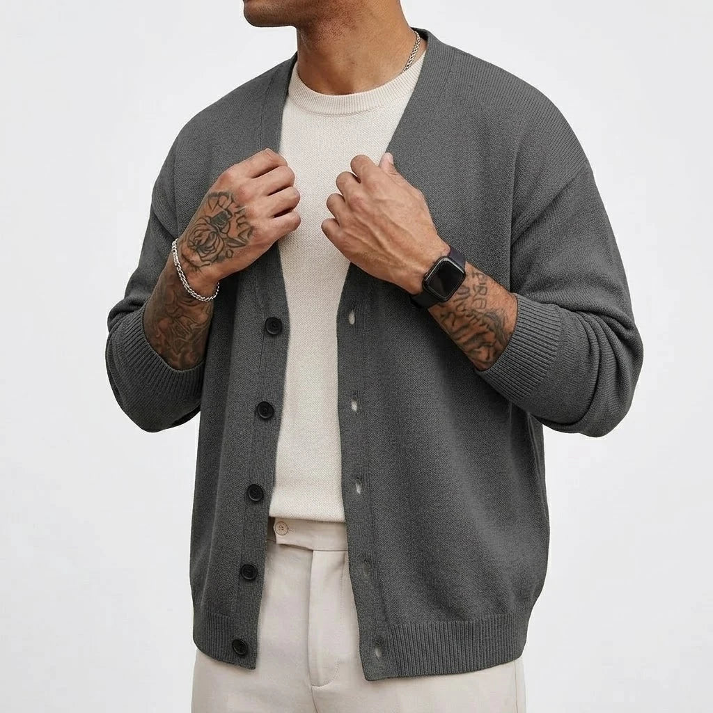 Autumn Men's Long Sleeve Knit Cardigan Sweater Solid Color Button Down Casual Warm Knitted Jacket for Winter Outwear Streetwear