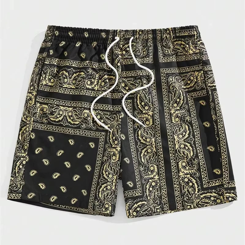 Trend Bandana Graphic Beach Short for Men Summer Fashion 3D Printed Swim Trunks Loose Casual Streetwear Hawaiian Short Pants