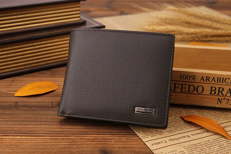 JINBAOLAI Retro Short Men Wallets Genuine Leather Credit Card Holder Waterproof Men Purse Classic Coin Pocket Black Male Wallet