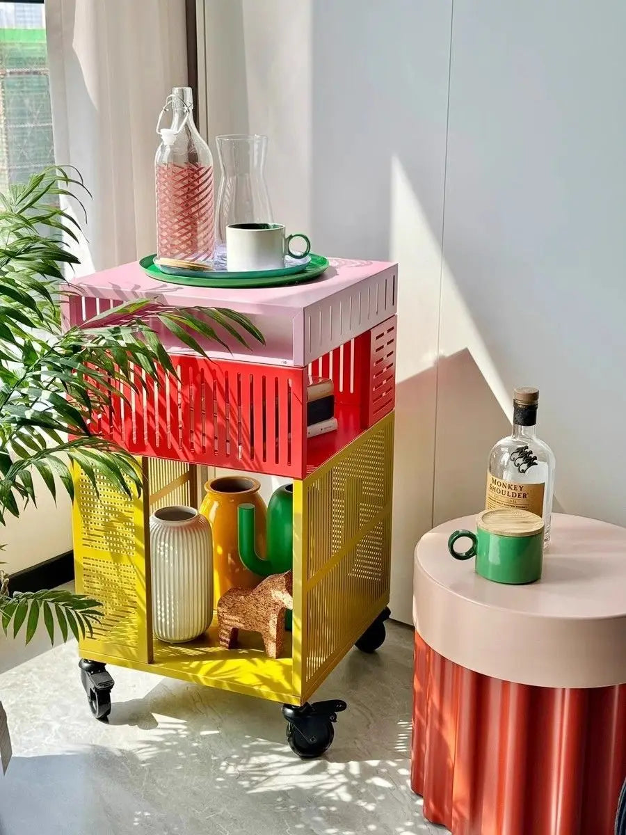 Dopamine Side Cabinet Mobile Storage Cart Dining Rack Te Samans New Te Mobile Cart Storage Cabinet