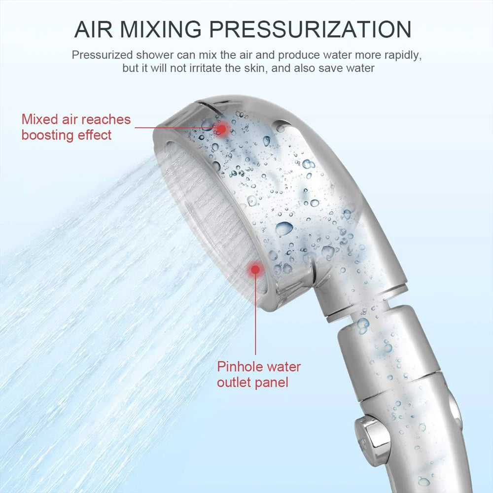 3 Modes Shower Head Set With Hose and Holder High Pressure Water Saving One Key Stop Waterfall Showerheads Bathroom Accessories