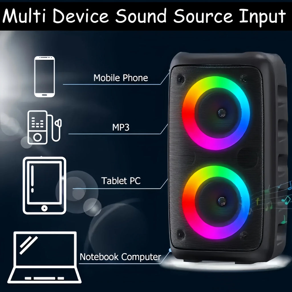 Karaoke Radio FM Bluetooth Speaker Portable Wireless With Microphone Lamp Machine Caixa De Som Sound Box Music Subwoofer LED TWS