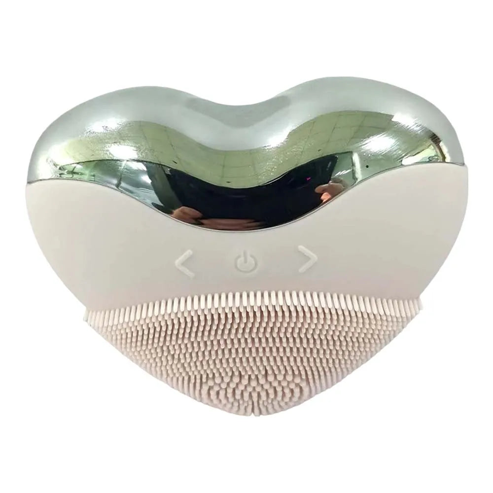 Factory Direct Love Heart Shaped Silicone Waterproof Vibrating Massage Face Cleansing Brush