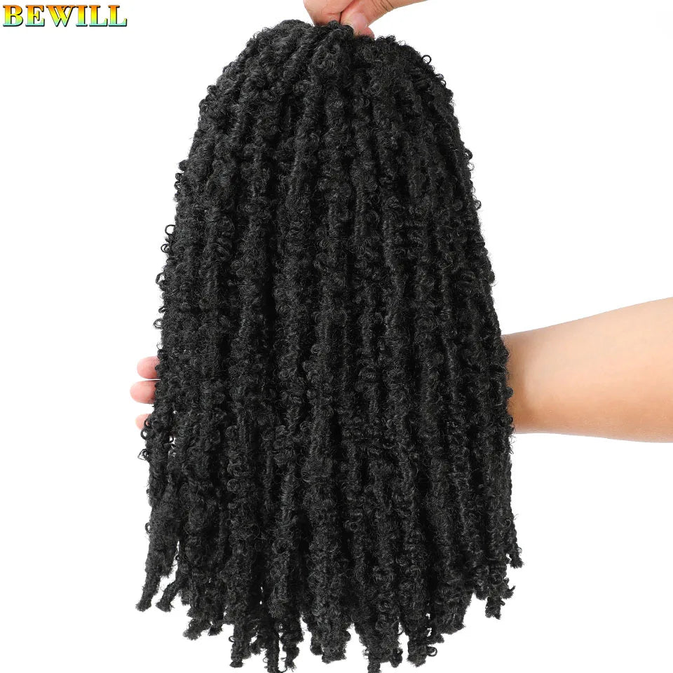 BEWILL 12 14 18 24 Inch Butterfly Locs Crochet Hair Pre-looped Synthetic Distressed Faux Braids Hair Soft Locs Goddess Locs Hair