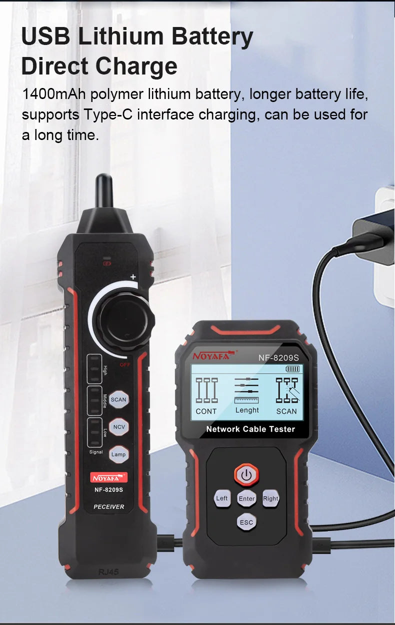 Network Cable Tracker NOYAFA NF-8209S Lan Measure Tester Network Tools LCD Display Measure Length Wiremap Tester Cable Tracker