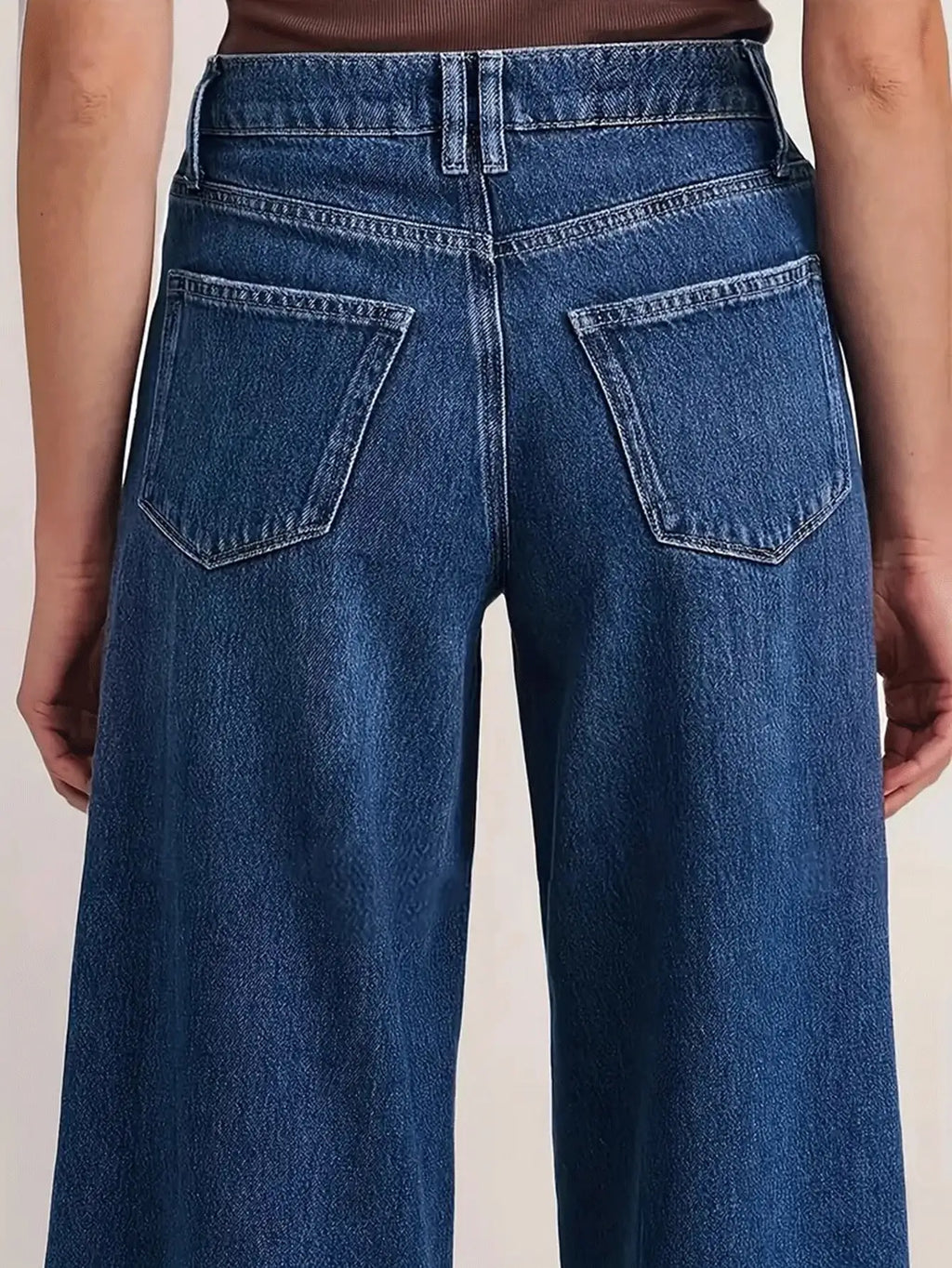 Women’s Wide-Leg Jeans – Deep Blue Garment-Washed Denim