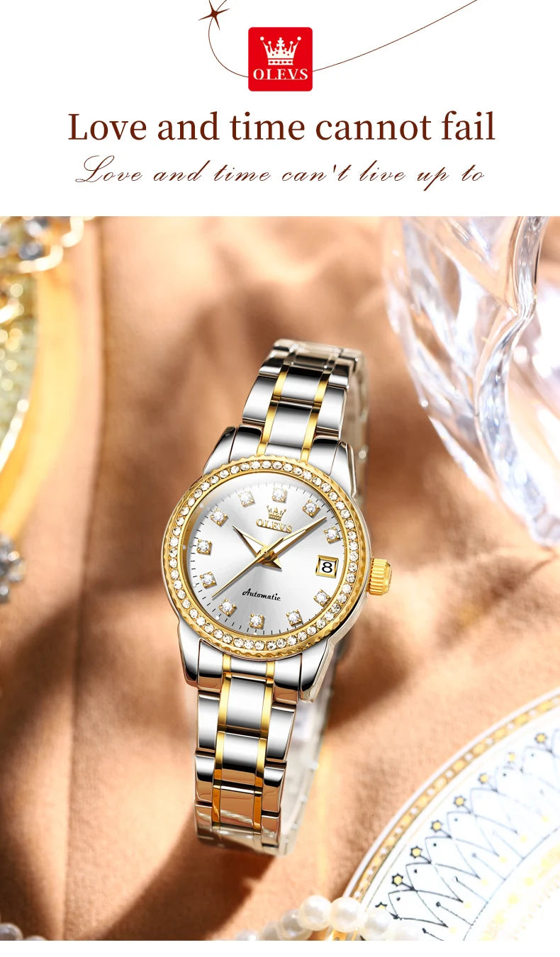 OLEVS Automatic Mechanical Watch for Ladies Auto Date Top Brand Business Luxury Women Watch NEW 7003