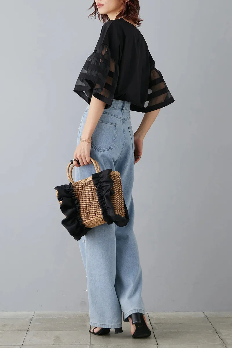 Flare Sleeve Shirts & Blouses Fashion Loose 2026 Woman Blusas New Arrivals Camisas Japan Korean Ropa Mujer Summer Tops