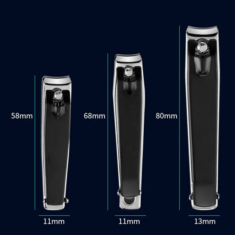 3 Sizes Nail Nipper Stainless Steel Black Fingernail Clipper Anti-splash Manicure Cutter With Files Portable Manicure Tool