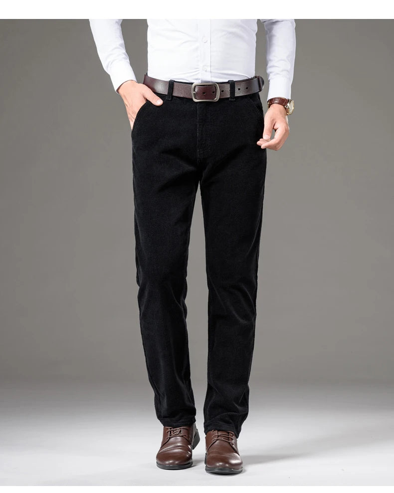 Corduroy Men's Business Casual Pants Fashion Comfortable Khaki Slim Straight Trousers Classic Male Brand Clothing Pants