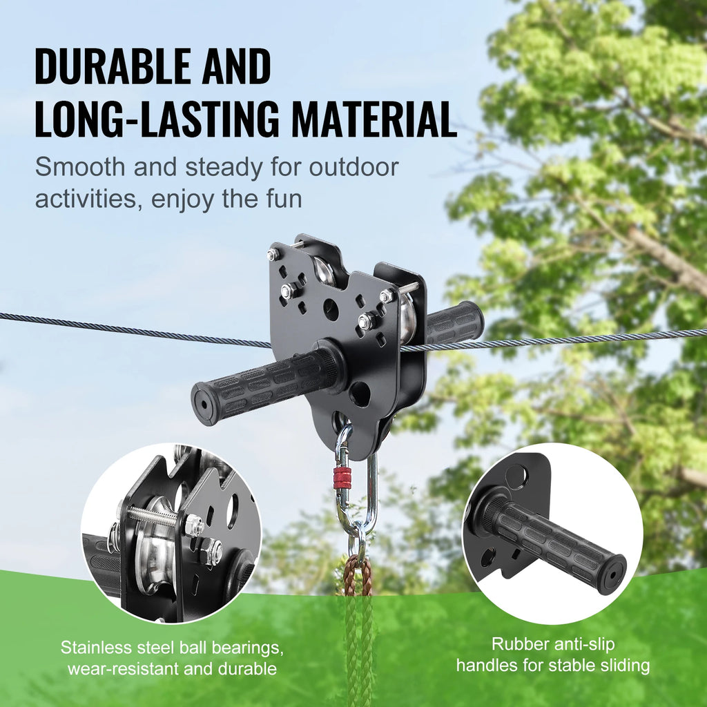 SucceBuy Zipline Kit for Kids Adult 160ft Zip Line Kits Up to 500 lbs with Stainless Steel Zipline Spring Brake Safety Harness