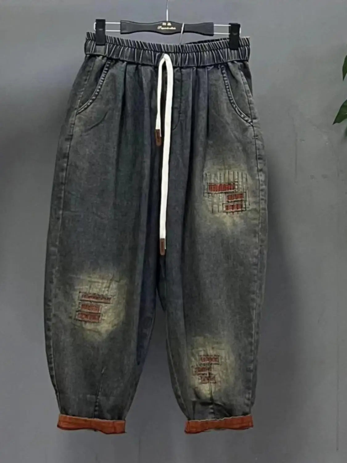 Vintage Plus Size Jeans Set Women's Two-Piece Outfit Casual Suit Denim Pants  Ladies Hooded T-Shirt Printed Jeans Sets