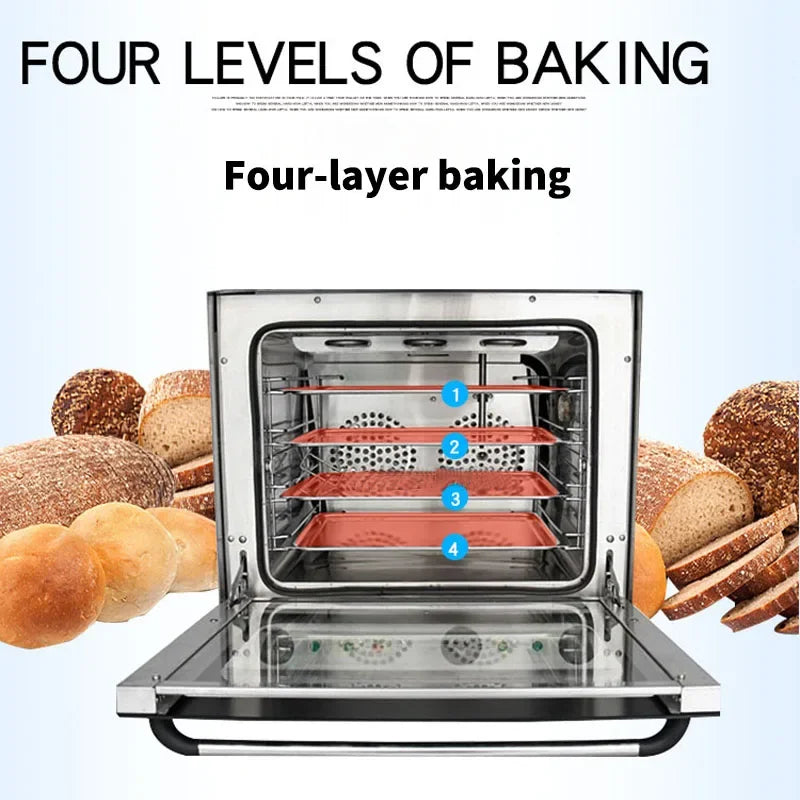 EB-4A full perspective hot air circulation electric oven Commercial spray Large baking box use for making bread cake pizza 220V