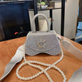 Luxury Women Handbag Glitter Shiny Rhinestones Diamonds Evening Bag Wedding Party Clutch Purse Wide Strap Shoulder Messenger Bag