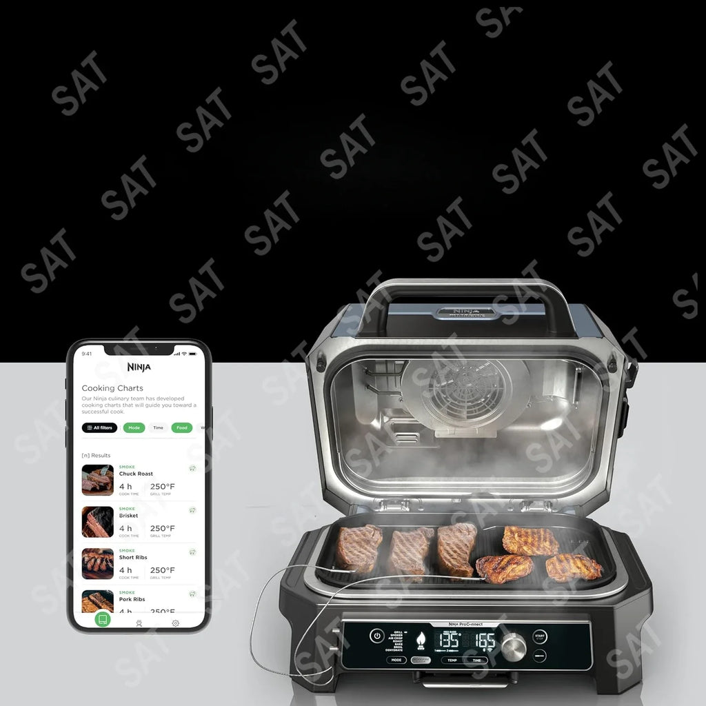 2025 ANinja OG951 Woodfire Pro Connect Premium XL Outdoor Grill & Smoker, Bluetooth, App Enabled, 7-in-1 Master Grill, BBQ Smoke