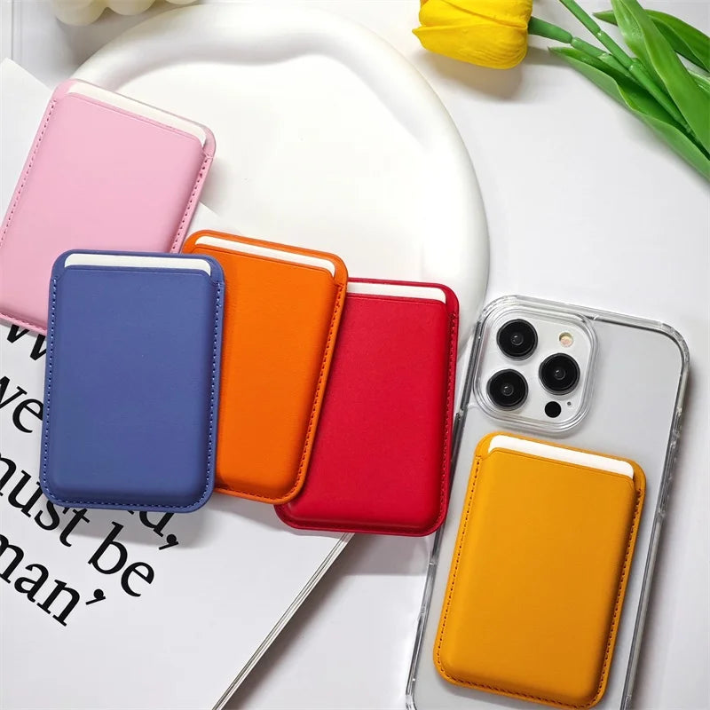 Women Man Leather Soft Card Wallet Phone Card Holder for MagSafe Magnetic Case Suitable for All iPhone Cases Card Phone Back Bag