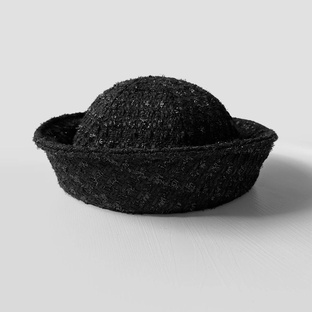 Fall Elegant Tweed Berets for Women Sailor Hat Japanese Versatile Naval Winter Fashion Party Warm Cute Jk Y2K Bucket Hat