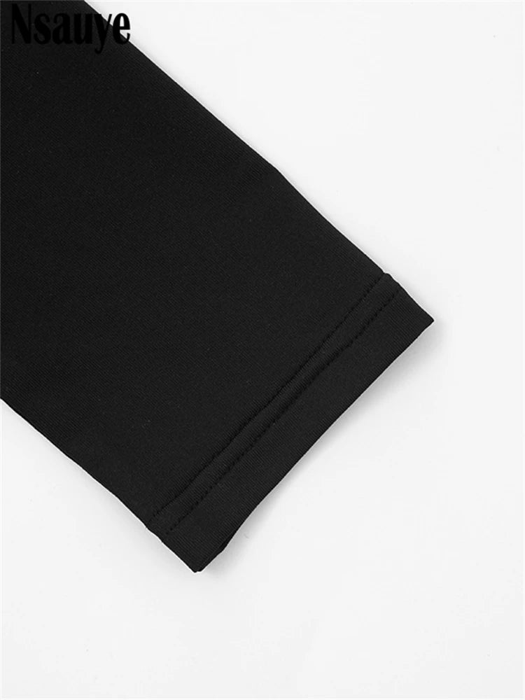 Nsauye Autumn Winter Women 2025 Sexy Night Club Mini Wrap Hollow Out Party Dress Fashion Elegant Evening Short Dress Long Sleeve