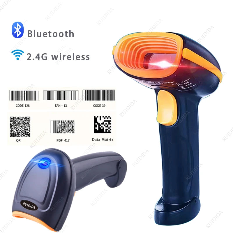 2D Wireless Barcode Scanner Bluetooth 2d Scanner Handheld QR Code Reader qr Wireless Bluetooth Scanner for Supermarket Store