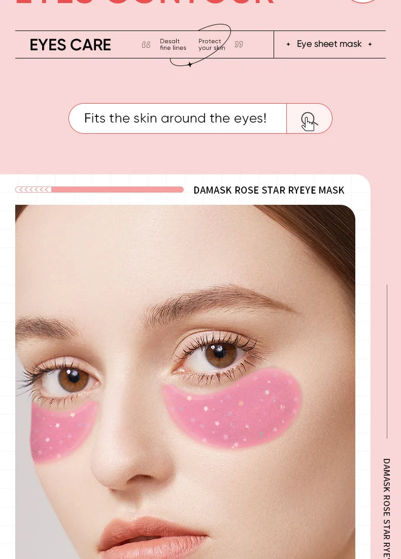 60 Pieces of Rose Starry Sky Collagen Eye Mask, Anti-Dark Circles, Anti-Eye Bags, Moisturizing and Firming Eye Patches, Eye Skin Care