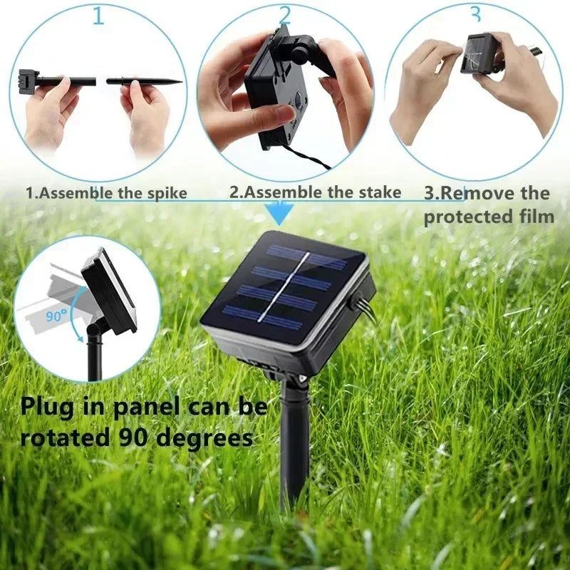 2~30M Ultra Long Solar String Fairy LED Light Outdoor Copper Waterproof Wedding Garland Decoration Garden Lights Party 8 Modes