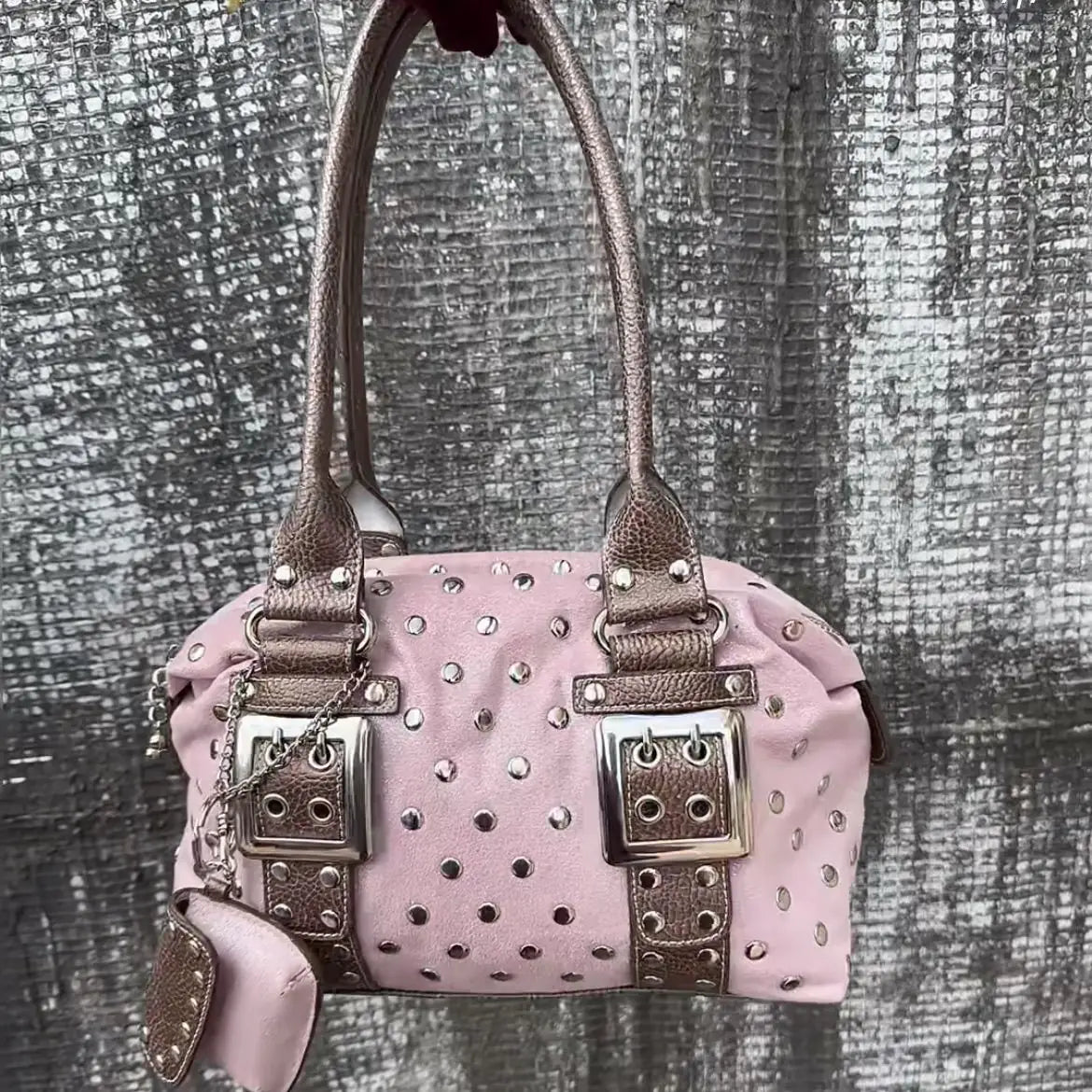 Korean Hot Girl Studded Y2K Tote Bag Women Polka Dot Leather Large Capacity Underarm Bag Ladies Retro Harajuku Handbag Chic 2026