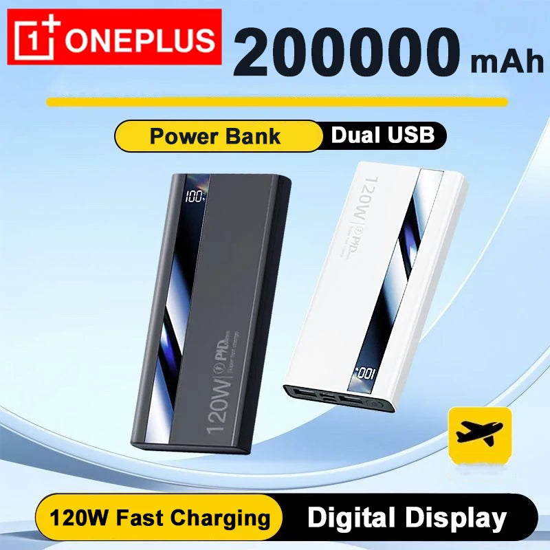OnePlus 120W 500000mAh Power Bank High Capacity Digital Display Fast Charging Powerbank Portable Battery Charger For iPhone