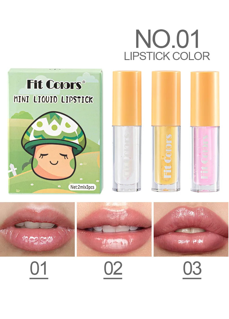 Hydrating Fruit Flavored Lip Oil 3Pcs Set With Avocado Strawberry Peach Transparent Gloss For Soft Smooth Lips