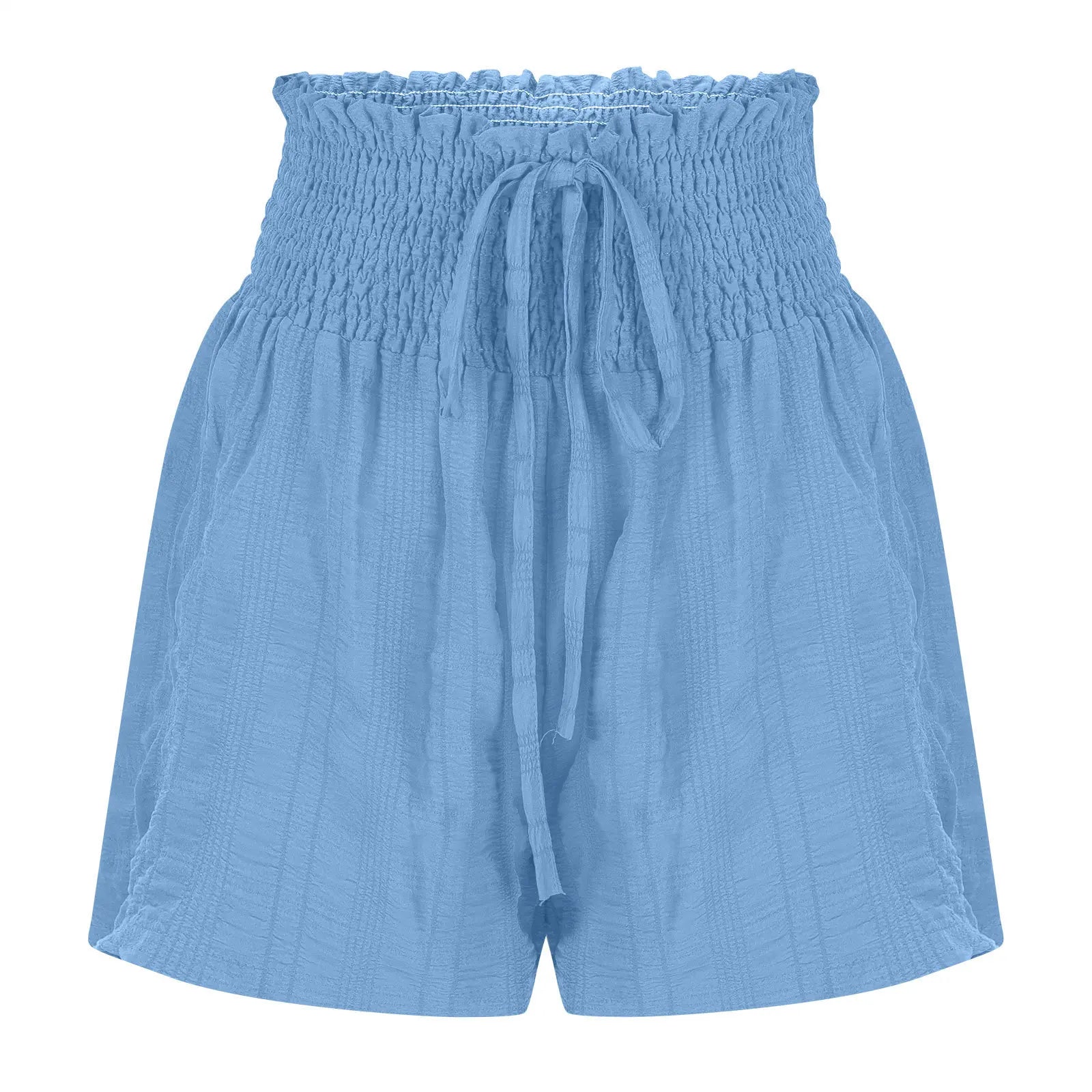 Women Casual High Waist Shorts Skirt Smocked Elastic Drawstring A-Line Flowy Short Skirt Pants Summer Solid Color Beach Skorts