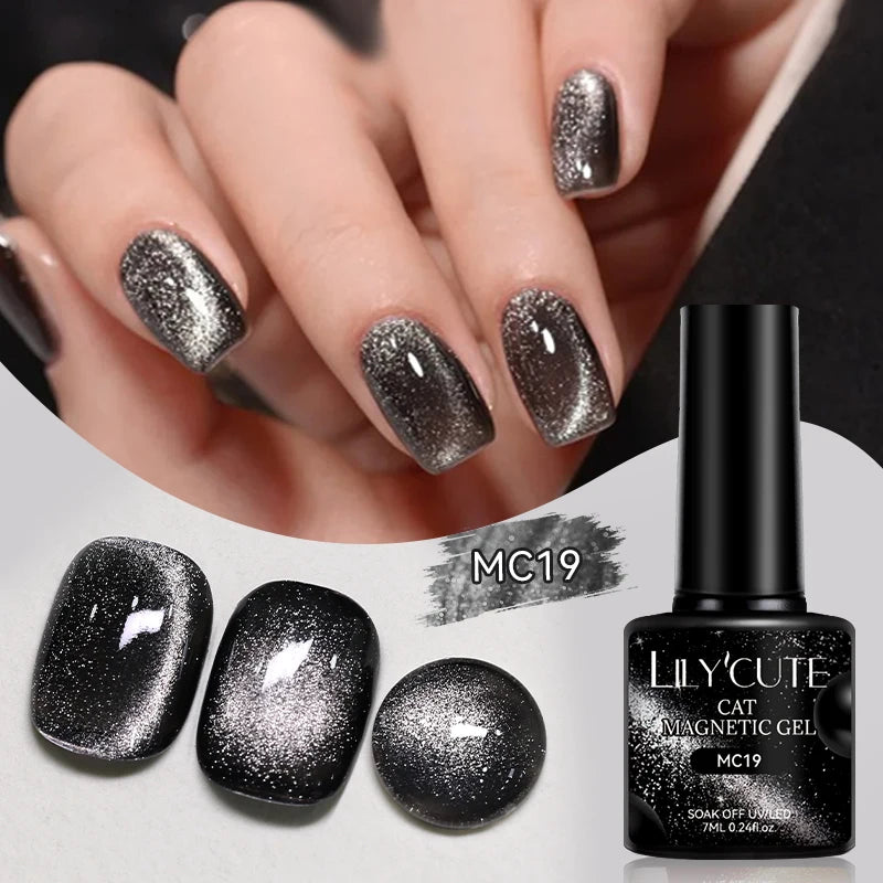 LILYCUTE 7ml Gold Coffee Cat Magnetic Gel Nail Polish Autumn Winter Nails Ultra Shine Moonlight Semi Permanent UV Gel Soak Off