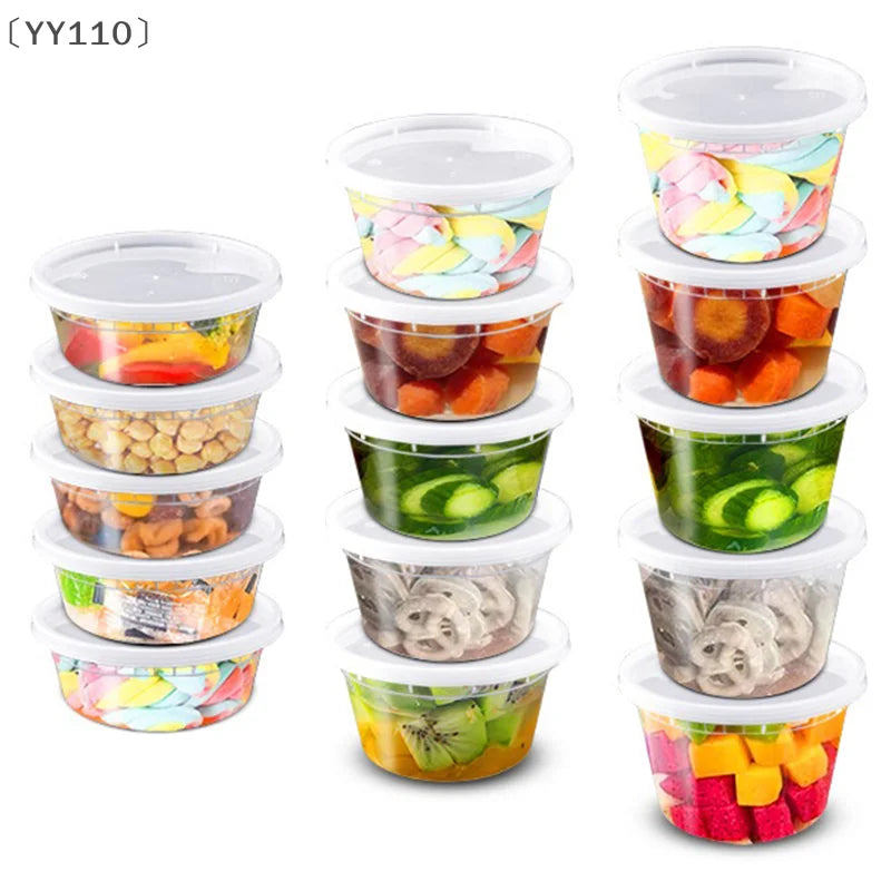 〔YY110〕10 Pcs Food Packing Container Food Grade BPA-Free Clear Plastic Food Storage Box With Lid Microwave Safe Meal Takeaway