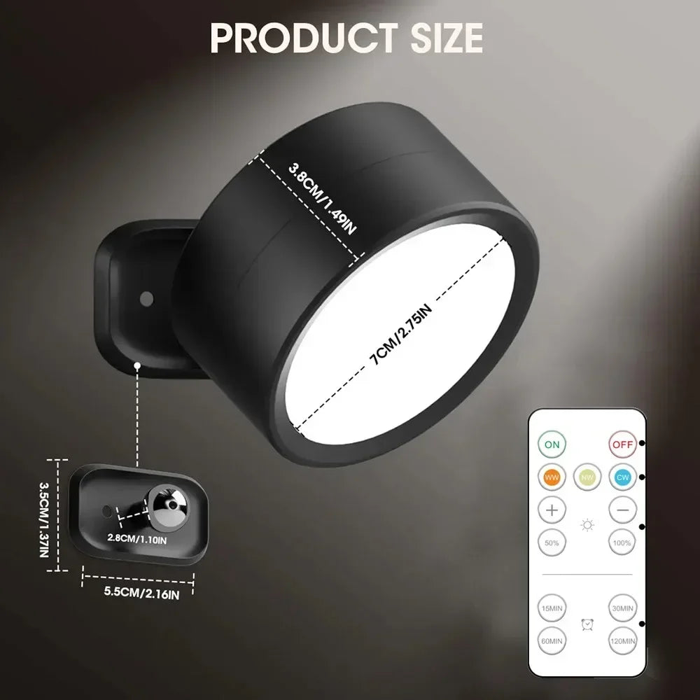 LED Wall Sconces light, 3 Brightness Levels 3 Color Modes Wall Lights Battery Operated 360° Rotatable Touch Control Wall lamp