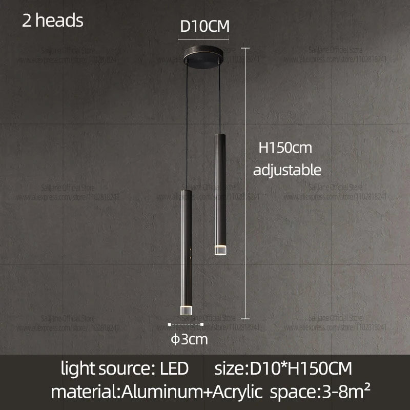 Modern LED Long Pendant Light  Kitchen Ceiling Lamp Bedroom Bedside Lamp Dining Counter Decoration Chandelier Indoor Lighting