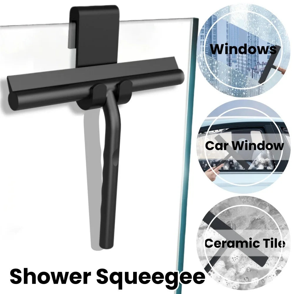 Matte Black Silicone Squeegee Streak Free Cleaning Shower Squeegee for Glass Bathroom Shower Doors Mirrors Tiles Car Windows